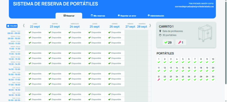 Reserva de carrito de portátiles (I)