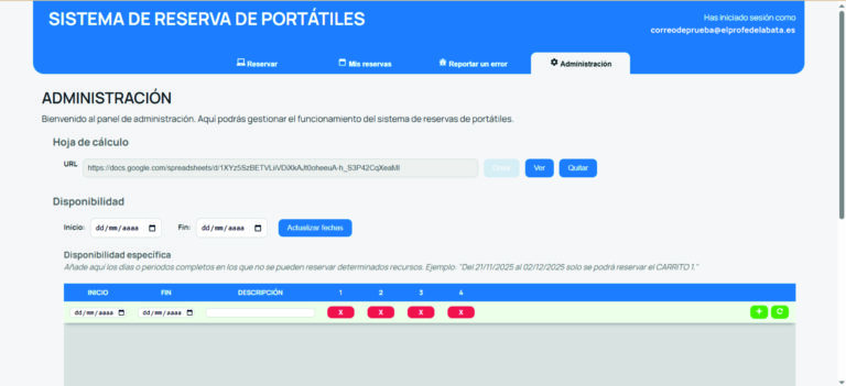 Pantalla "Administración" (I)