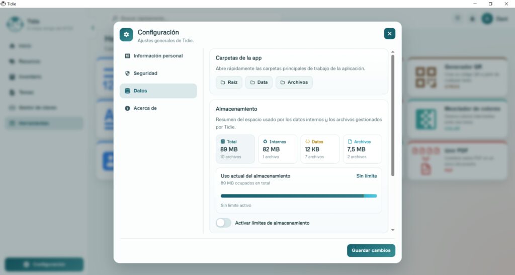 Desde el apartado configuración es posible personalizar la aplicación para hacerla más accesible.